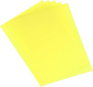 sourcing map 5 hojas de plástico retráctil, 8 x 12 pulgadas, papel termorretráctil para hacer aretes, collares, llaveros, proyectos de manualidades, color amarillo claro