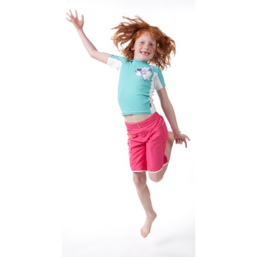Image of O'Neill Girls Skins Short Sleeve Crew (Turq /White)