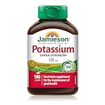 Jamieson Extra Strength Potassium 100 mg Timed Release, Supports Muscle and Nerve Function, Electrolyte Support, and Helps Prevent Potassium Deficiency. Vegetarian, Gluten-Free, 100 Caplets, Proudly Canadian