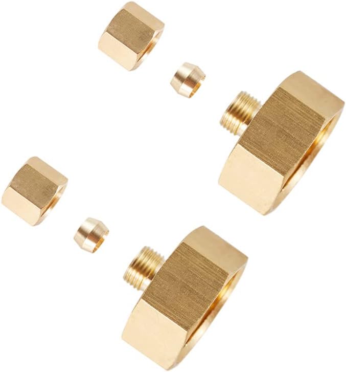 3/4" GHT Garden Hose Thread Female to 1/4" OD Compression Brass Connector, Faucet to Hose Adapter 2PCS
