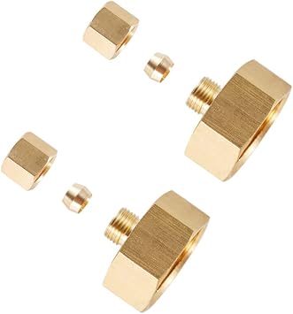 3/4" GHT Garden Hose Thread Female to 1/4" OD Compression Brass Connector, Faucet to Hose Adapter 2PCS