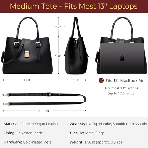 Bolso Tote Vegano para Mujer Mediano Negro miniatura 3