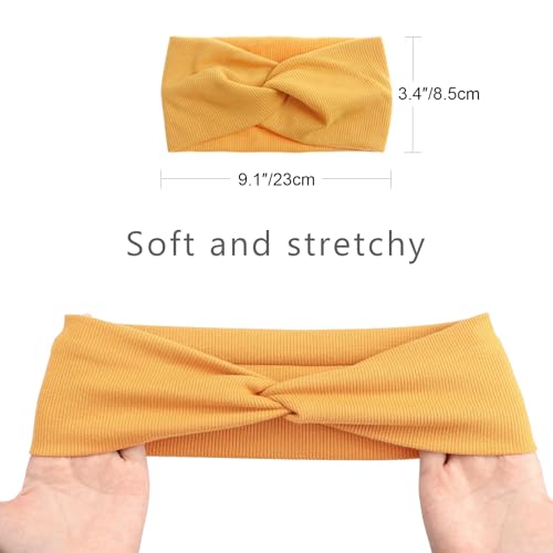 Image of DRESHOW 8 Pack Headbands for Women Yoga Knotted Headbands Elastic Criss Cross Hair Accessories Sports Head Wrap Non Slip