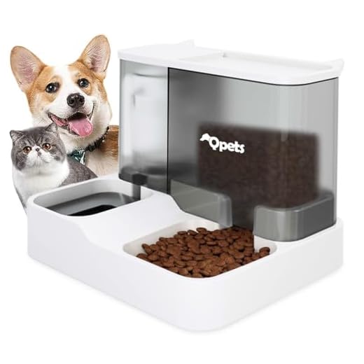 Qpets Polypropylene 2 In 1 Automatic Food Feeder And Water Dispenser, 3L Cat Food Dispenser Food Feeder And 1L Auto Dog Water Dispenser, For Dog Pets Puppy Kittens, 23 X 25 X 23 Cm