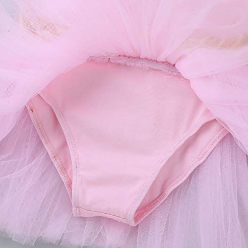 YiZYiF Baby Girl's Ballet Outfits Leotard Tutu Dancewear Party Dress (3-4(Shoulder to Crotch 17.0"/44cm), Gold Waist Pink)