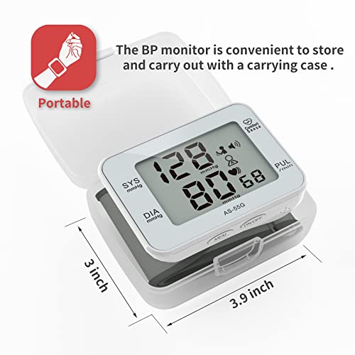 Wrist Blood Pressure Monitor, Digital Blood Pressure Cuff With Voice Broadcast & Large Display Screen, Automatic Bp Monitor With Irregular Heartbeat Indicator & 90X2 Readings Memory & Carrying Case #TOP1
