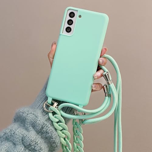 Collier de bonbons cyan pour Samsung S24 Ultra en silicone souple