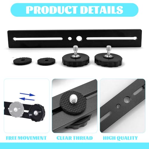 THQAE Dual Blitzhalterung 20 cm, Kamera Halterung, Aluminium Blitzschiene mit 1/4\ und 3/8\ Schraube Flash Bracket mit Doppel Blitzschuh für DSLR Kamera, LED Licht, Mikrofon, Stativ Zubehör