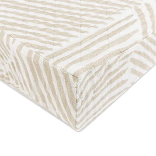 Image of Babyletto 100% Quilted Organic Cotton Changing Pad Cover, GOTS-Certified, Fitted 360°, Ultra-Soft and Breathable Muslin - Oat Stripe