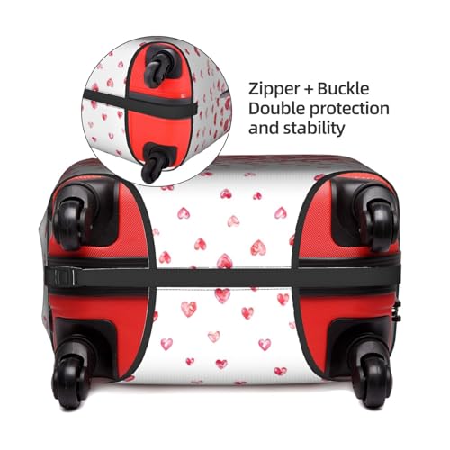Housse de bagage cœurs rouges en polyester élastique lavable taille S