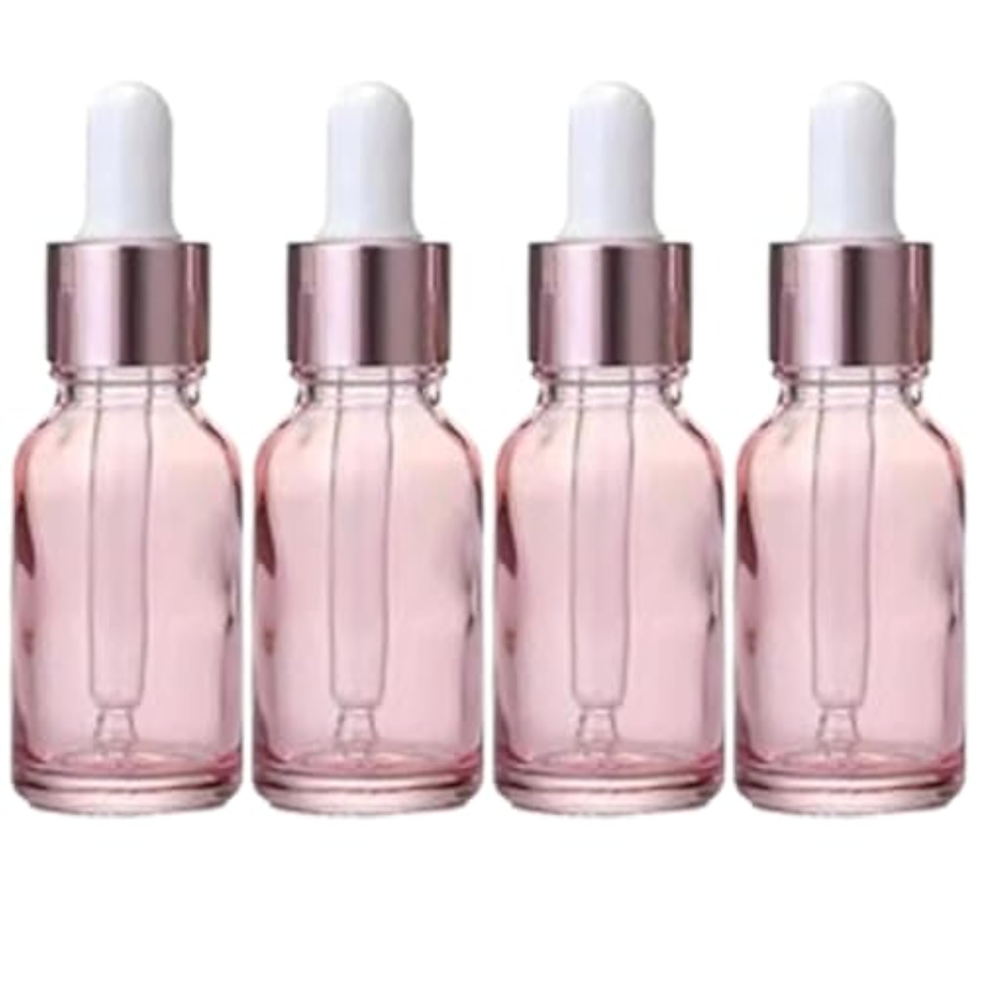 4 Pcs 10ml Pink Dropper Bottles Glass