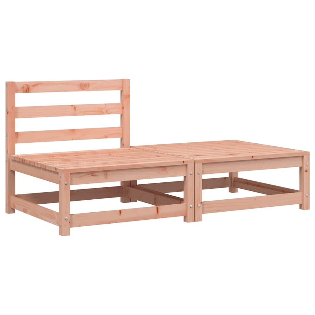 Canapé de jardin bois massif Douglas avec ottoman | Mobilier de terrasse artisanal haut de gamme