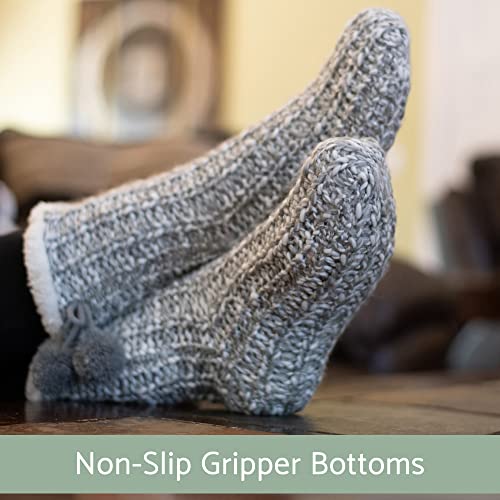 Image of Elanze Designs Gold Glitter Knit Pom Pom Womens One Size Plush Lined Non Skid Indoor Slipper Socks