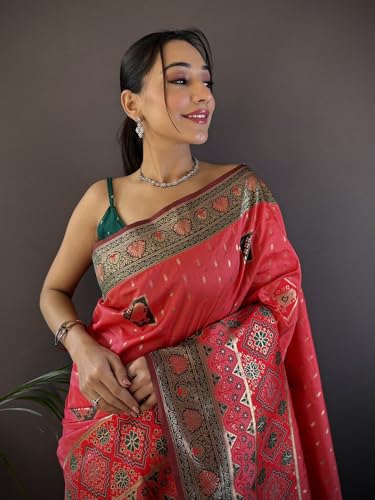Panzora pink patola silk saree – image 5