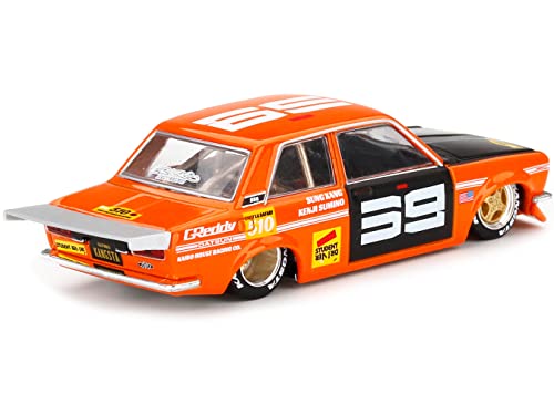 Miniatura Datsun 510 Pro Street 1:64 naranja y negro miniatura 4