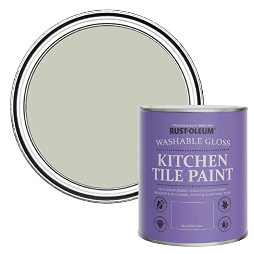 Rust-Oleum Green Water-Resistant Kitchen Tile Paint in Gloss Finish - Aloe 750ml