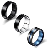 donde usar anillo hombre Tamaño de la cadena de anillos negros: los anillos de la banda fidget tienen 8 mm de ancho (tamaño 9) y vienen en 3 estilos masculinos y atractivos, que son adecuados para la mayoría de los dedos de los hombres