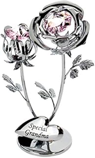 Crystocraft Chrome Plated Rose & Rose Bud Ornament. (Special Grandma)