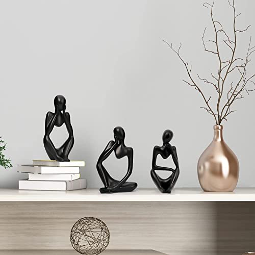 INNOLITES Resin Statue Thinker Style Decoration Abstract Sculptures Collectible Figurines for Home Decor Modern Office Shelf Desktop (Black-Right) - Image 6