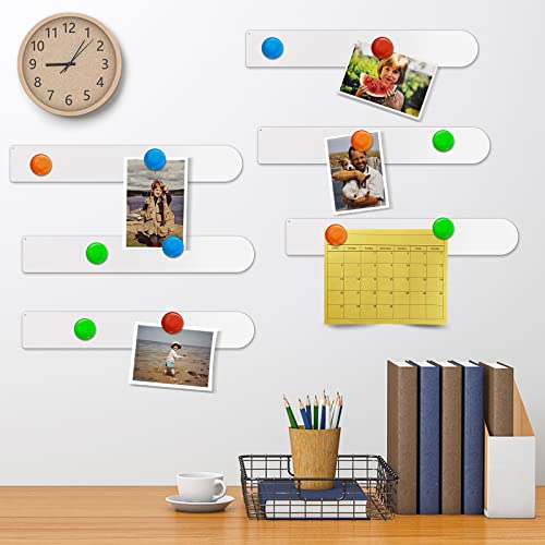 Demao 6 Pieces Frameless Stainless Iron Magnetic Strips With Adhesive Backing Memo Strip Bulletin Bar Board Set With 24 Pieces Colorful Magnets For Office Home And School(White) #TOP7