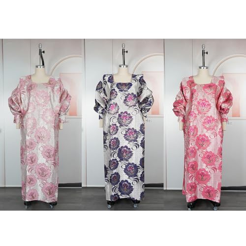 Image of HD African Print Dress for Woman Embroidery Pattern Maxi Dress