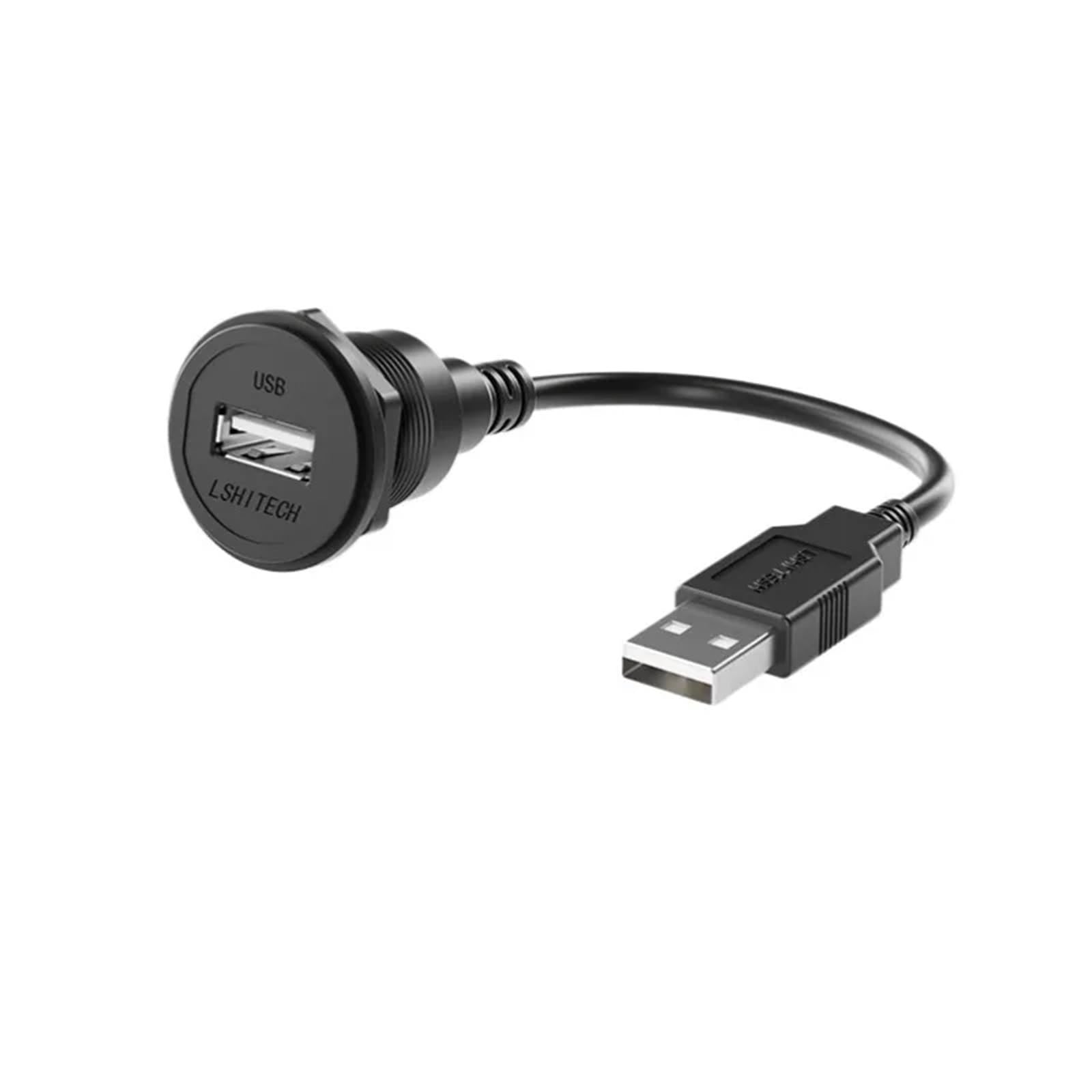 LU22 0,1 m, 0,3 m, 0,5 m, 1 m, 2 m, 5 m, przemysłowy kabel przedłużający, panel USB, złącze danych, wodoodporne gniazdo żeńskie USB 2.0, USB 3.0 (2 m USB2.0, plastikowa nakrętka)