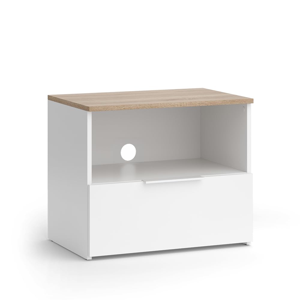 Vicco Mobile tv Wido, Bianco/Sonoma, 60 x 50 cm | con cassetto, adatto per TV fino a 43 pollici, passacavi integrato