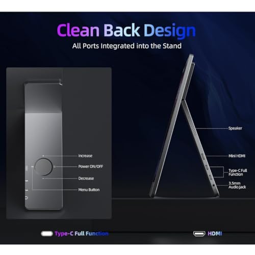 Image of 15.6 Inch FHD Portable Monitor | All Alloy Body | Ultra-Slim Foldable Screen Extender | USB Type-C & HDMI | Compatible with Laptop, PC, Mac (15.6 inch Metal) (15.6, Inches)