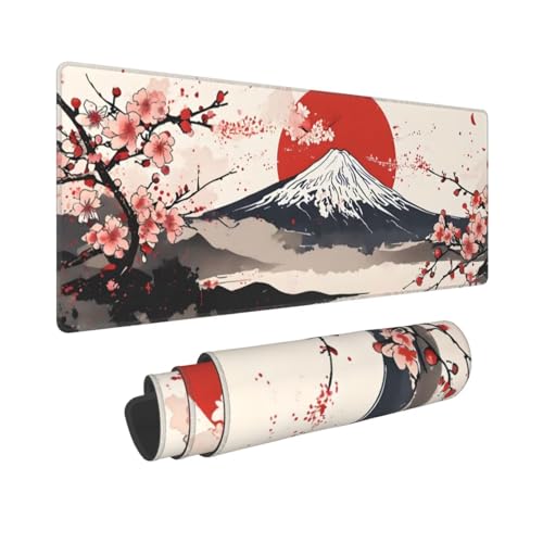 Gaming Tapis de Souris Extra Large Mouse Mat d'ordinateur Pad de Bureau Surface Lisse Base en Caoutchouc Anti-dérapant EtanchesSoft Cloth XXL Mouse Pad 900x300x3 mm(Mont Fuji) V-574