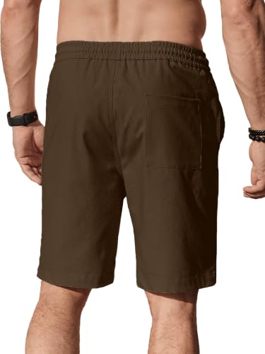 Image of Comdecevis Men's Cotton Linen Casual Shorts