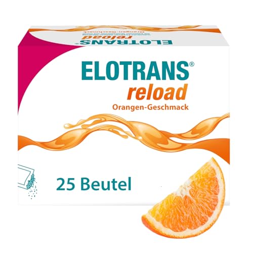 ELOTRANS reload - isotonische Elektrolyt-Glucose-Mischung - Nahrungsergänzungsmittel mit Magnesium Kaliumchlorid Cholin und B-Vitaminen - 1 x 25 Beutel - Orange-Geschmack