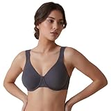 Selene, Reggiseno Contenitivo Donna con Spalline Larghe Comfort e Ferretto, Senza Imbottitura, Collezione Lorea, Colore Grigio, Taglia 4D