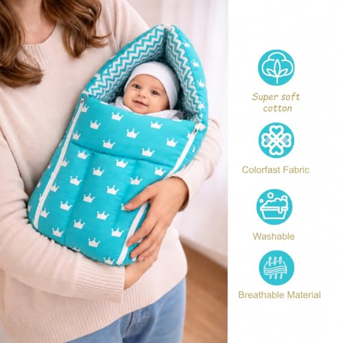 Image of Infantbond by fareto Newborn Baby Bedding Essentials | Daily Needs Items | Hopsital kit Ready Combo | Baby Products All (Pack of 32) (0-6months)(Blue Crown)