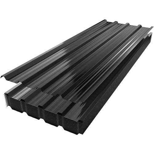 Aufun 12 láminas onduladas trapezoidales de acero galvanizado, 129,5 cm x 45 cm = 6,99 m², para cobertizo, placas de techo de 0,25 mm, incluye 120 tornillos y guantes, chapa metálica para garaje o