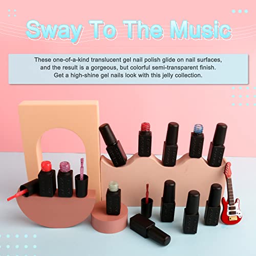Lavender Violets 13 Pcs Semi-Transparent Gel Nail Polish Kit With 9 Translucent Colors Coat, 3 Bottles Of Base Top Matt Top Coat And Nail File For Soak-Off Uv Led Gel Nail Art Design C604E #TOP3