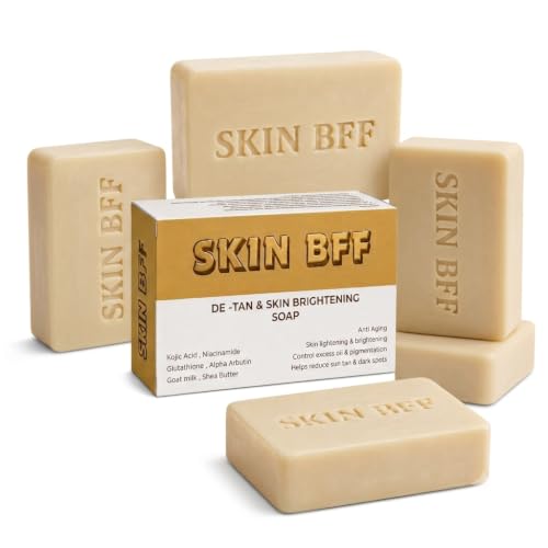 Image of SKIN BFF Skin Whitening Soap & Skin Brightening Soap,Tan Removal 2% Kojic Acid, Goat Milk, Niacinamide, Glutathione, Honey & Shea Butter | 110g (Pack of 6)