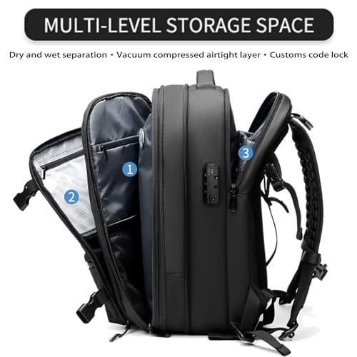 Ekon Vacuum Backpack, Travel Bag with Vacuum, 40-60l Expandable Multifunctional Waterproof Anti-Theft Pack (Midnight-2.0)4