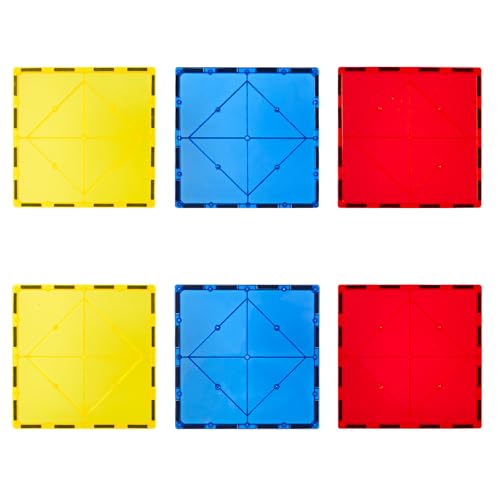 Gemmicc 6 PCS Large Magnetic Tiles Jumbo Magnet Base Plates STEM Magnetic Building Blocks for Kids Boys Girls