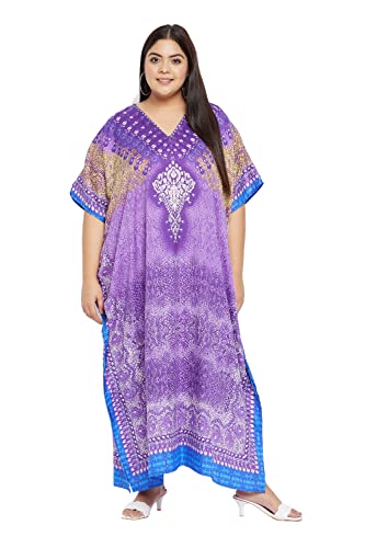 Image of Oussum Women Plus Size Kaftan Kimono Loose Maxi summer dresses for women Beach 3 /4 Sleeve Casual lounge dress Boho
