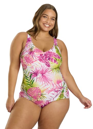 Sporti Plus Size Conservative One Piece Swimsuit - Magenta - 18W