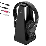 Wireless TV Headphones with Charging Transmitter Base, 2.4G Wireless Headphones for TV Watching, Large Button Volume Control and Sound Boost for Seniors & Hard of Hearing, Lightweight Comfort Headset