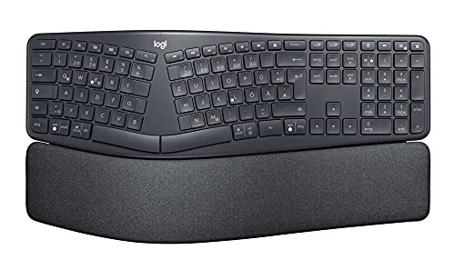 Clavier Logitech : Comparatif des meilleurs modèles en 2023 5 Logitech Ergo K860 Funk-Tastatur Allemand, QWERTZ Noir Ergonomisch, Handballenauflage