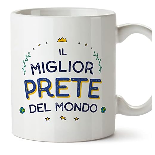 Mugffins Tazza in ceramica per PRETE uomo 11 oz / 350 ml - In italiano - Miglior del Mondo - Idea regalo per compleanno, anniversario, natale, laurea
