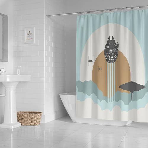 Jay Franco Star Wars Millennium Falke Duschvorhang 178 x 182 cm – Badezimmerdekor in neutralen Farbtönen