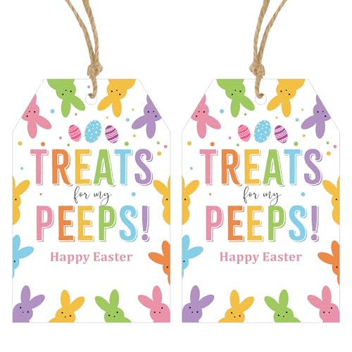 Anwyll Easter Gift Tags - 50Pcs Happy Easter Tags with String Eas...