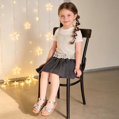 Image of Flaryzone Girls Sandals Open Toe Summer Flats Dress Sandals Shoes Toddler /Little Kid