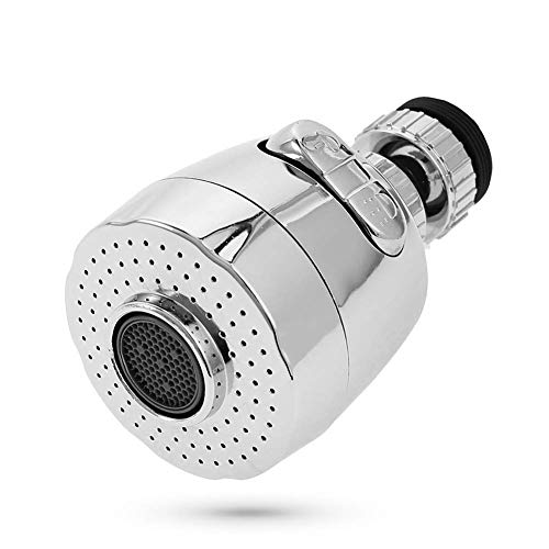 WAISSGURT Kitchen Faucet Aerator Sink Tap Sprayer Head -360 Degree Rotatable ABS Anti-Splash Faucet Sprayer Head Replacement - Sink Nozzle Attachment with 2 Modes (Chrome Short)