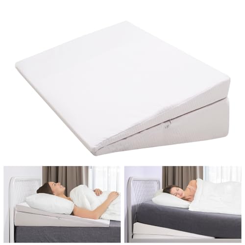 DoCred Wide Size Bed Wedge Pillow - 7.5”Adjustable Wedge Pillow for Headboard, Sleeping Wedge Mattress Topper Lifter, Inclined Mattress Elevator for Sleep Apnea, Acid Reflux, Anti-snoring
