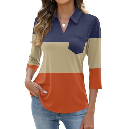 T-shirt manches 3/4 col V femme grande taille pour le jogging d'été style bouffant
