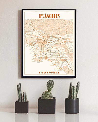 Vintage Los Angeles Map Print | City Print | La City Map And Neighborhood Print Unframed 8 X 10, 11 X 14, 16 X 20, 24 X 30 #TOP3